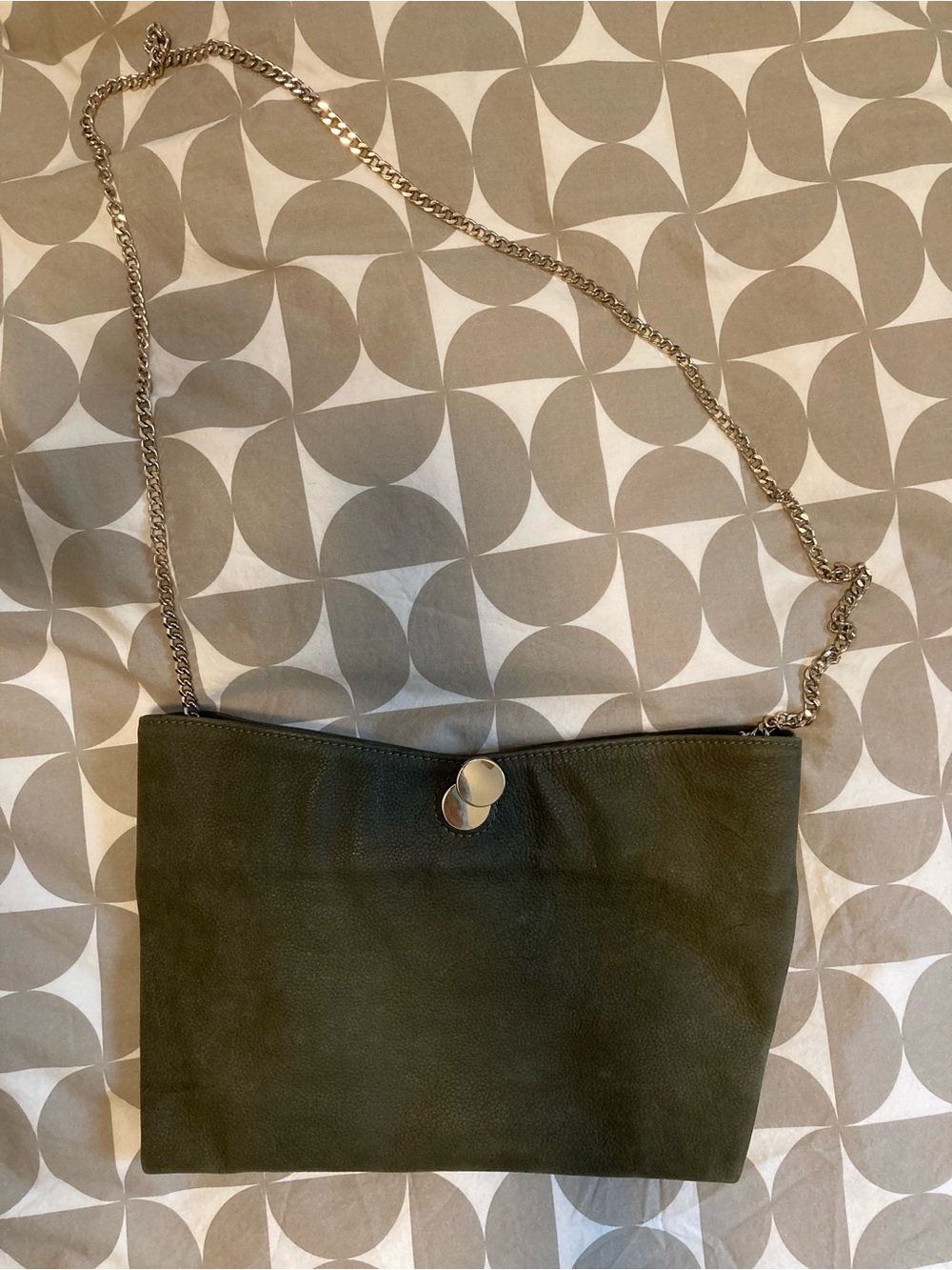 Zara Olive Green Suede Crossbody with Gold Chain